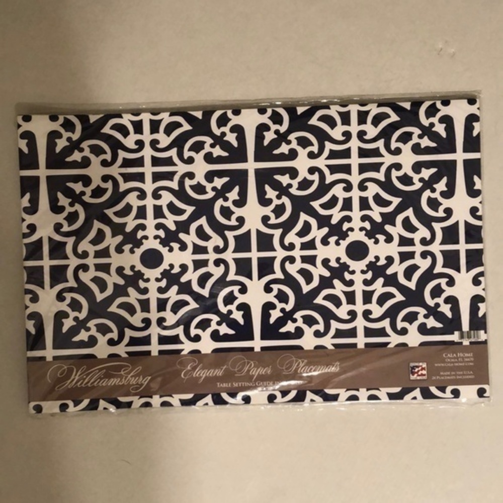 Elegant Williamsburg blue and white deluxe paper placemats 23 total